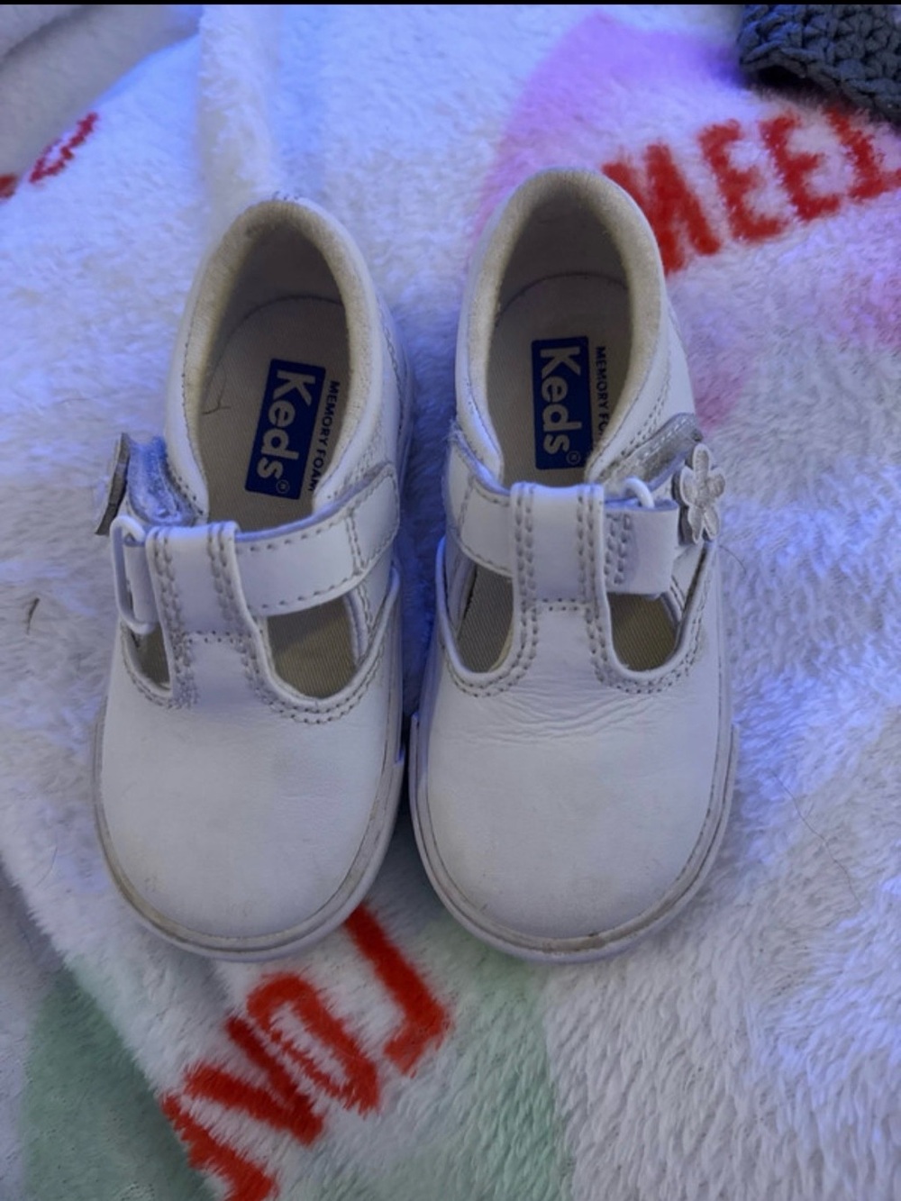 Keds White Girls T-Strap Mary Jane Shoes